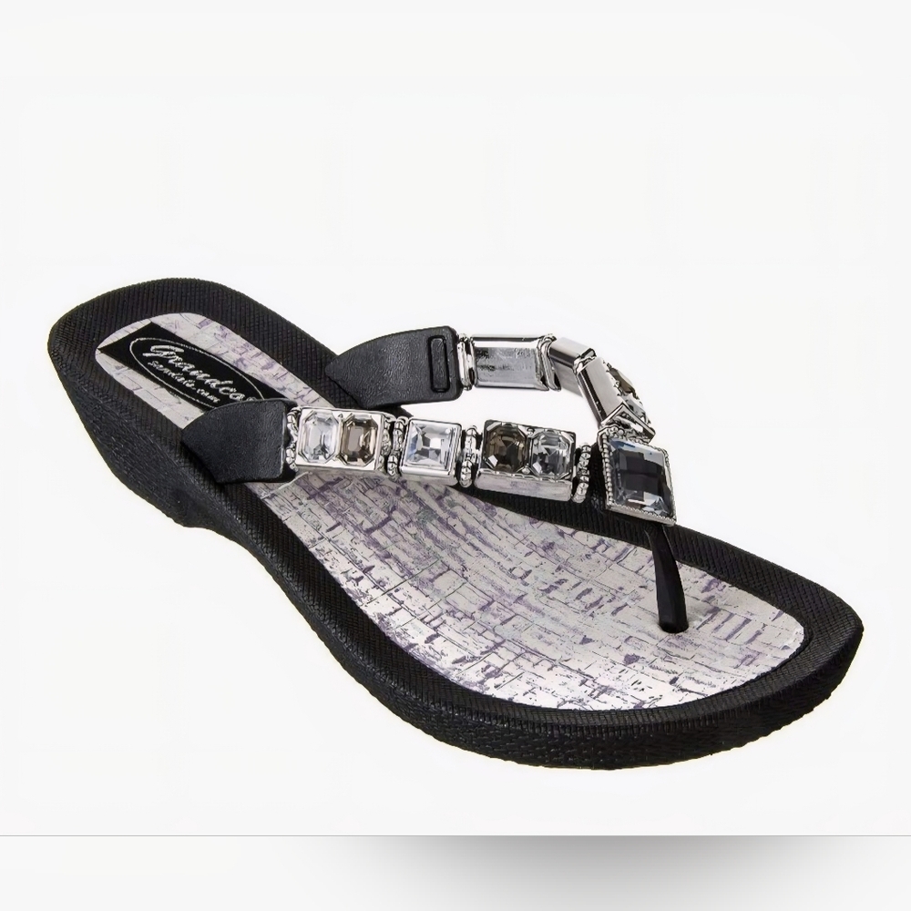 Womens Flawless Cork Jeweled Waterproof Summer Thong Sandals